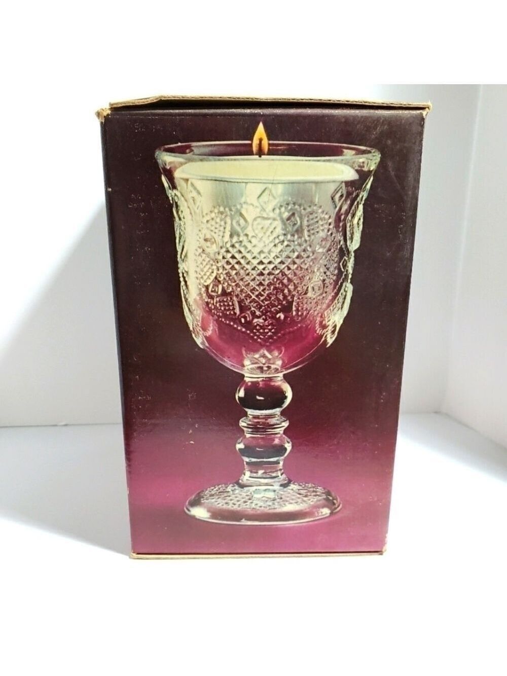 NIB vintage Avon 1978 Heart & Diamond Fostoria Loving Cup scented Candle holder